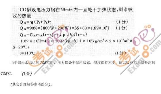 2010年湖北黃岡中考物理試題及答案