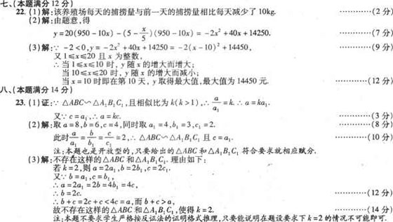2010安徽中考數學試題及答案