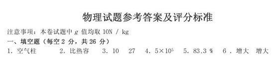 2010安徽中考物理試題及答案