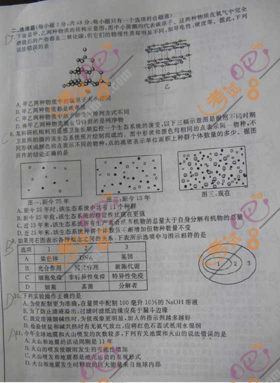 2010年浙江杭州中考科學(xué)試題