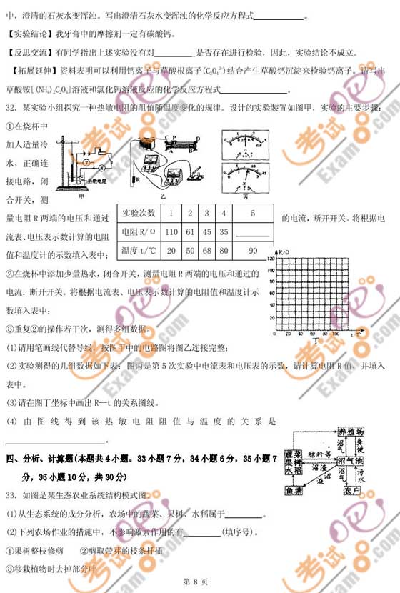 2010浙江紹興中考科學試題及答案