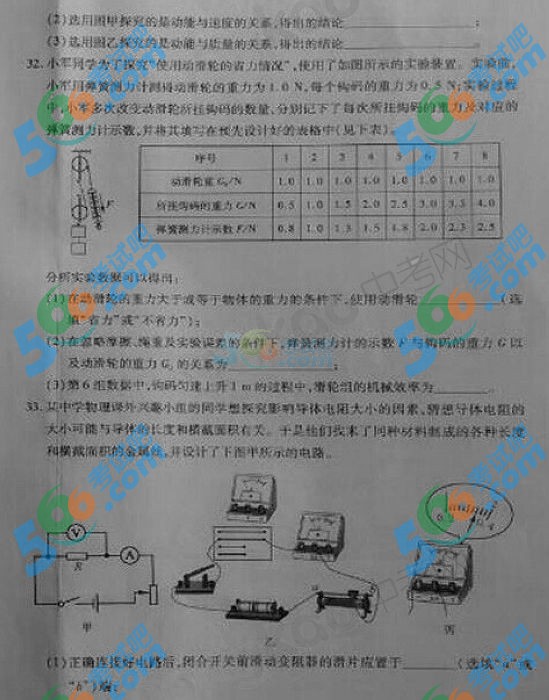 2014年黑龍江大慶中考物理試題