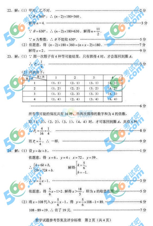 考試吧:2016年河北中考數學試題及答案