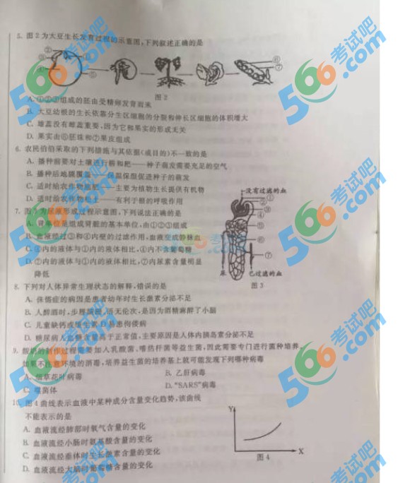 考試吧:2016年呼和浩特中考生物試題及答案