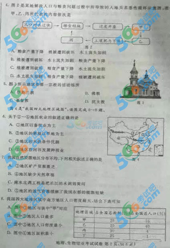 考試吧:2016年包頭中考地理試題及答案