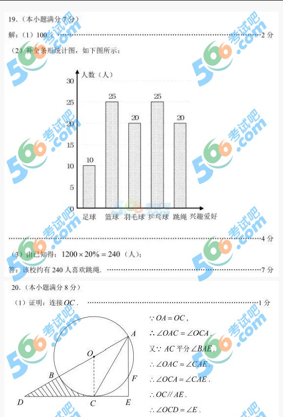 考試吧:2016年云南中考數學試題及答案(省卷)