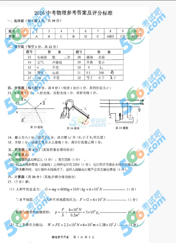 考試吧:2016年丹東中考物理試題及答案