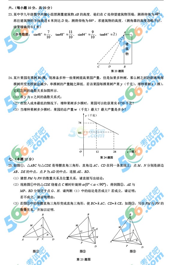 考試吧:2016年丹東中考數(shù)學試題及答案
