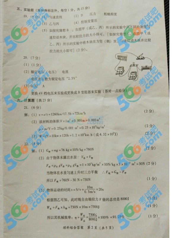 考試吧:2016年黔南中考物理試題及答案