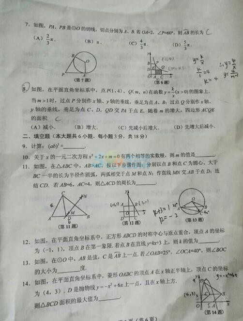 考試吧:2016年長春中考數學試題及答案