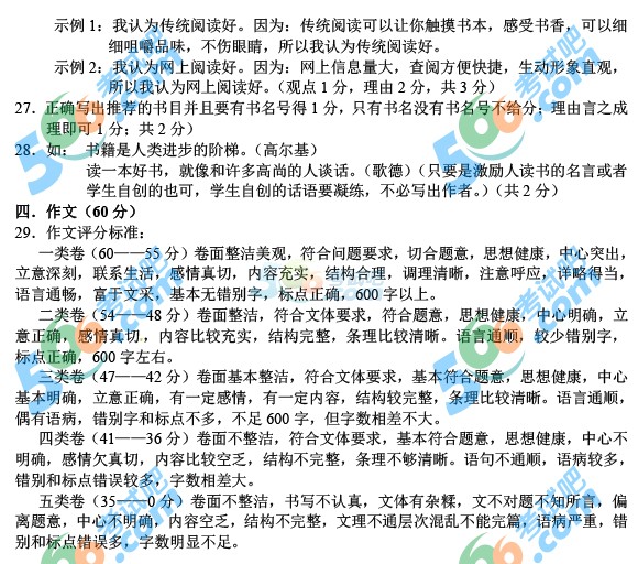 考試吧:2016年黔西南州中考語文試題及答案