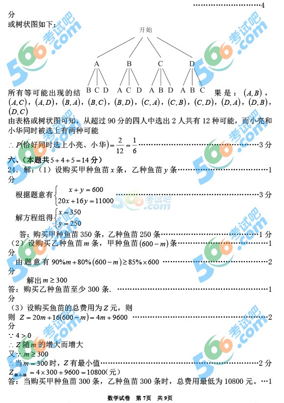 考試吧:2016年黔西南州中考數學試題及答案