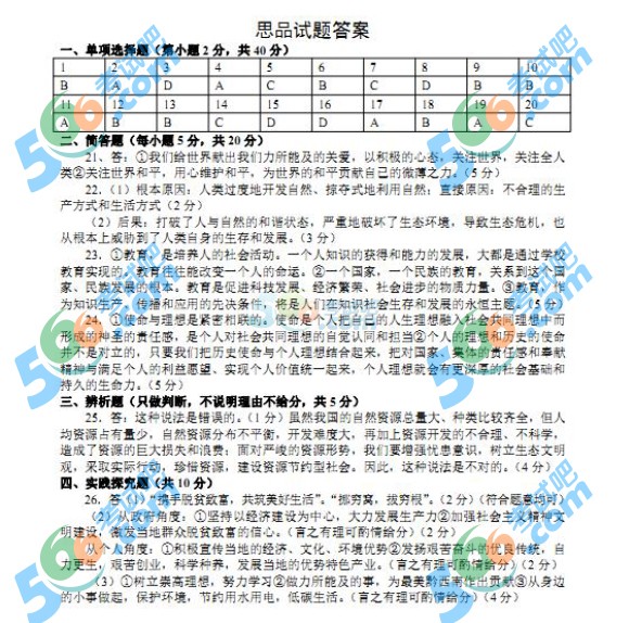 考試吧:2016年黔西南州中考政治試題及答案