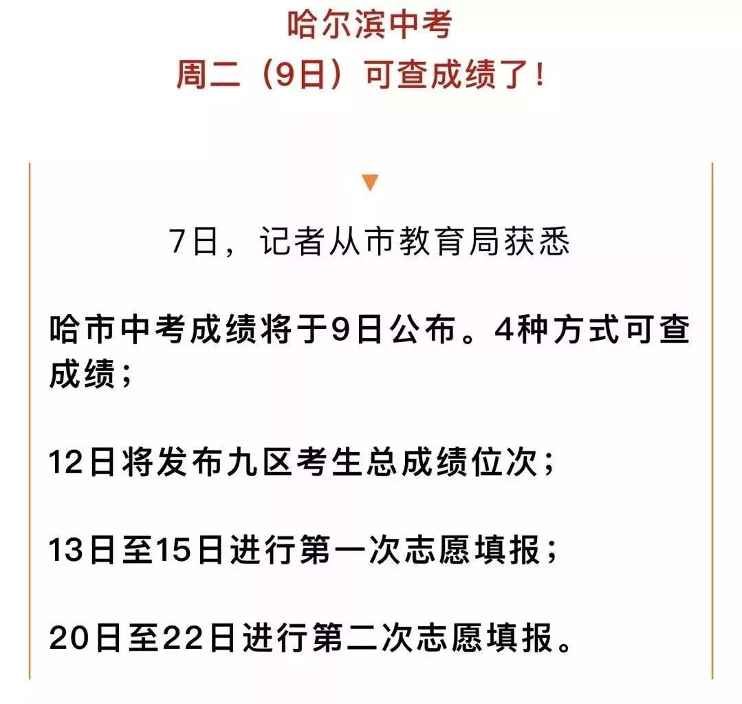 2019年黑龍江哈爾濱中考成績(jī)查詢時(shí)間:7月9日